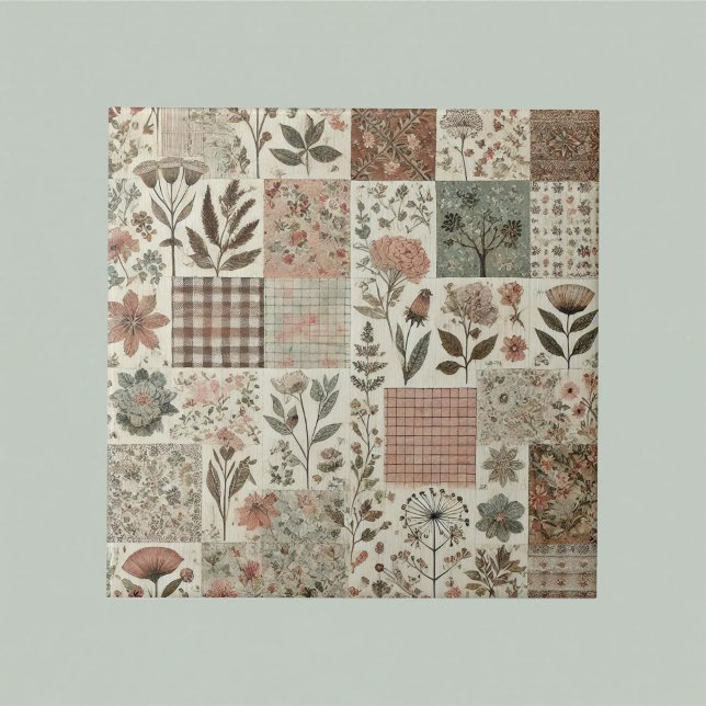 Carreau Ferme rustique Sage Green Patchwork Quilt Floral (Créateur téléchargé)