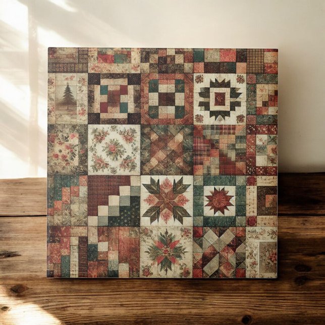 Carreau Ferme rustique Terracotta Quilt Patchwork Floral (Créateur téléchargé)