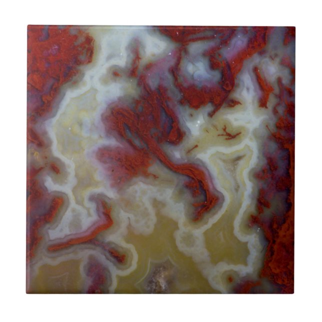 Carreau Fermer la dalle d'Agate de la mousse rouge (Devant)