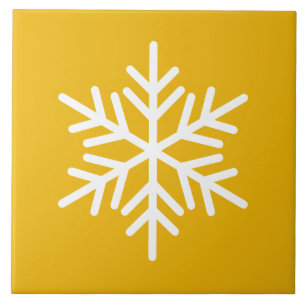 Carreau Festif Blanc Nordique Flambeau De Neige Sur Orange