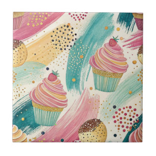 Carreau Festive Cupcake & Brushstroke Celebration Motif