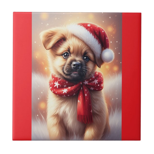 Carreau Festive Holiday Puppy (Devant)