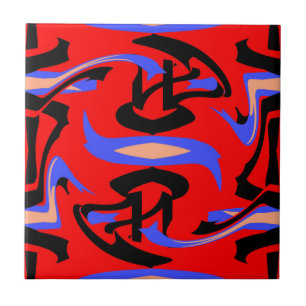 Carreau Festive Red Amérindien et mélange d'art japonais