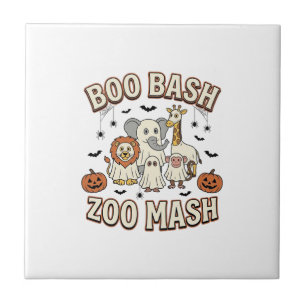 Carreau Fête amusante d'animaux de Zoo Boo Bash Halloween_