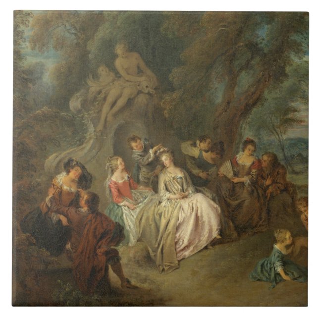 Carreau Fête Champêtre, C. 1730 (huile sur la toile) (Devant)