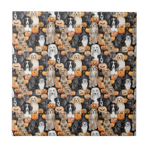 Carreau Fête de chien d'Halloween - Races de chiens mignon