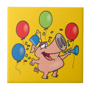 Carreau fête de la parade caricature de porc