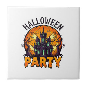 Carreau Fête d'Halloween Maison Hantée Citrouille Chauves-