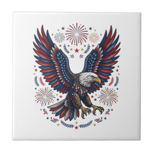 Carreau Feu d'artifice aigle chauve patriotique vecteur vi