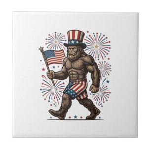 Carreau Feu d'artifice patriotique Sasquatch Gravure vinta