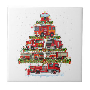 Carreau Feu de camion feux Pompier Camion d'incendie Noël