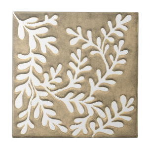 Carreau Feuille blanche et taupe Carrelage en céramique
