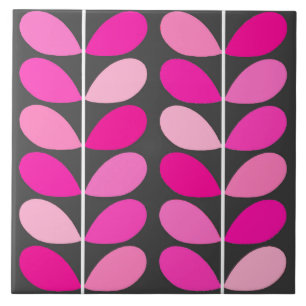 Carreau Feuille danois de la moitié du siècle, rose