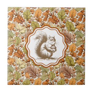 Carreau Feuille d'automne Berry Écureuil Vintage William M