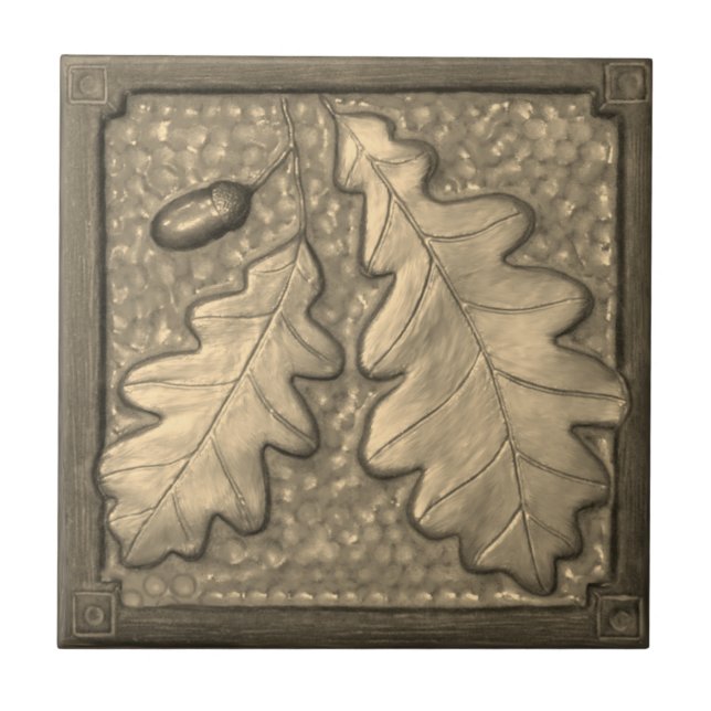 Carreau Feuille de chêne doré Céramique Tuile décorative (Devant)
