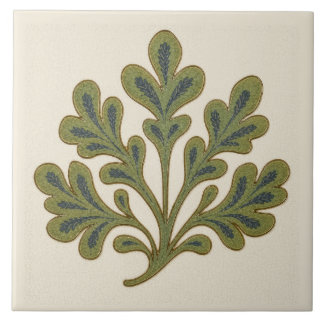 Carreau Feuille de chêne stylistique de William De Morgan