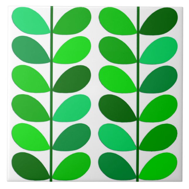 Carreau Feuille de la moitié du siècle, émeraude et vert (Devant)