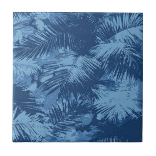 Carreau Feuille de palmier tropical bleu