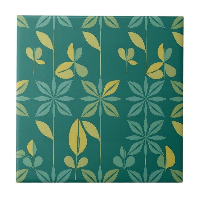 Carreau Feuille géométrique botanique sarcelle moderne du  (Devant)