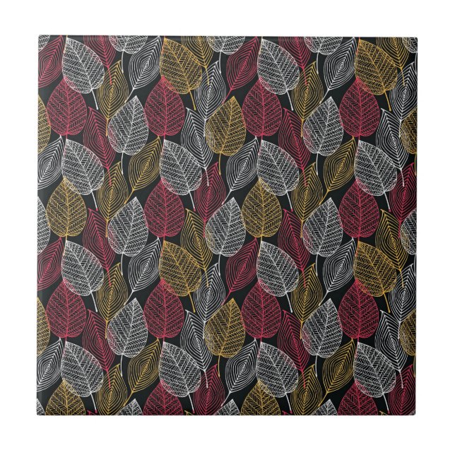 Carreau Feuille squelette moderne Motif d'automne (Devant)