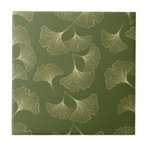 Carreau Feuilles botaniques or élégantes