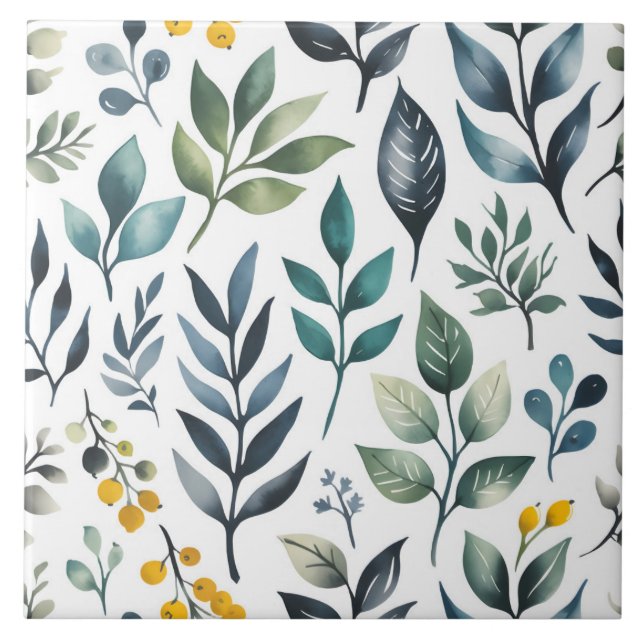 Carreau Feuilles botaniques verts (Devant)