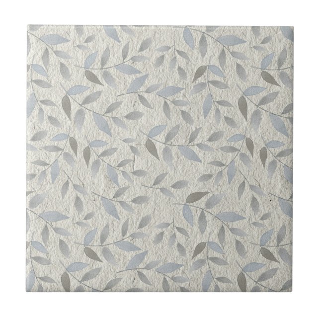 Carreau Feuilles d'argent sur des textures grises Imprimer (Devant)