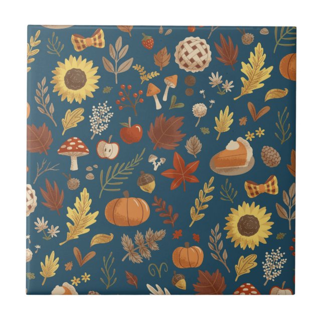 Carreau Feuilles d'automne avec une touche de Thanksgiving (Devant)