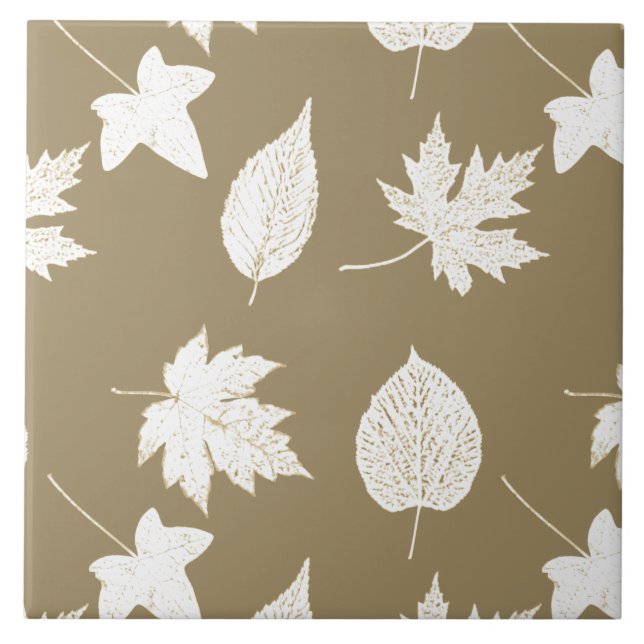 Carreau Feuilles d'automne - blanc et taureau (Devant)