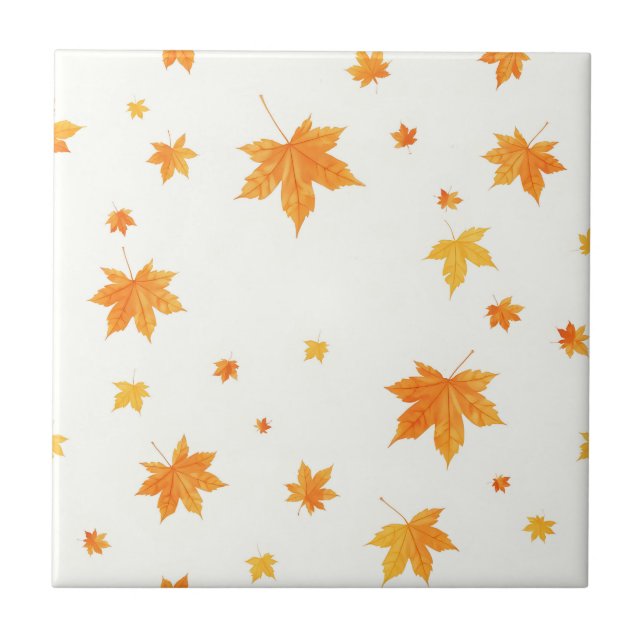 Carreau Feuilles d'automne chaudes Aquarelle Érable et chê (Devant)