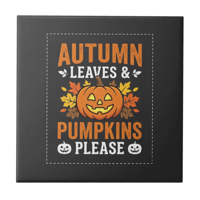 Carreau Feuilles d'automne Citrouille Halloween Design (Devant)