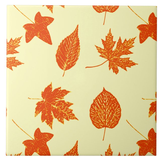 Carreau Feuilles d'automne - jaune pâle et orange (Devant)