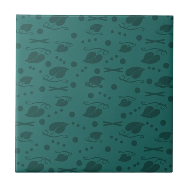 Carreau Feuilles d'automne Motif Turquoise (Devant)