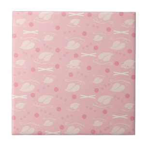 Carreau Feuilles d'automne Motif Vanille rose