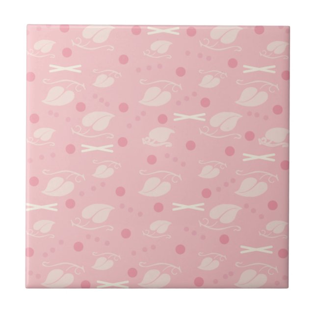 Carreau Feuilles d'automne Motif Vanille rose (Devant)