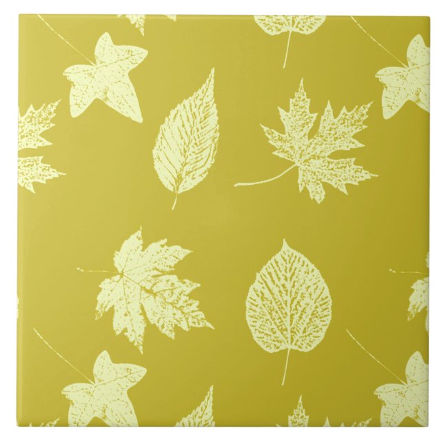 Carreau Feuilles d'automne - moutarde et jaune clair (Devant)