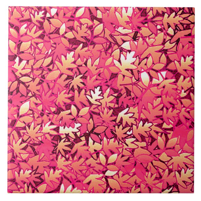 Carreau Feuilles d'automne, nuances de rouge et d'orange (Devant)