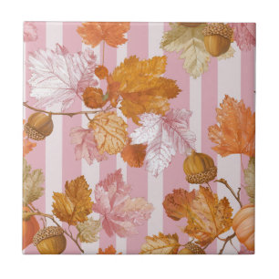 Carreau Feuilles d'automne rose et Motif d'Acorns - automn
