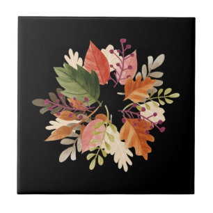 Carreau Feuilles d'automne ~ Rouge et or ~ Accents d'arriè