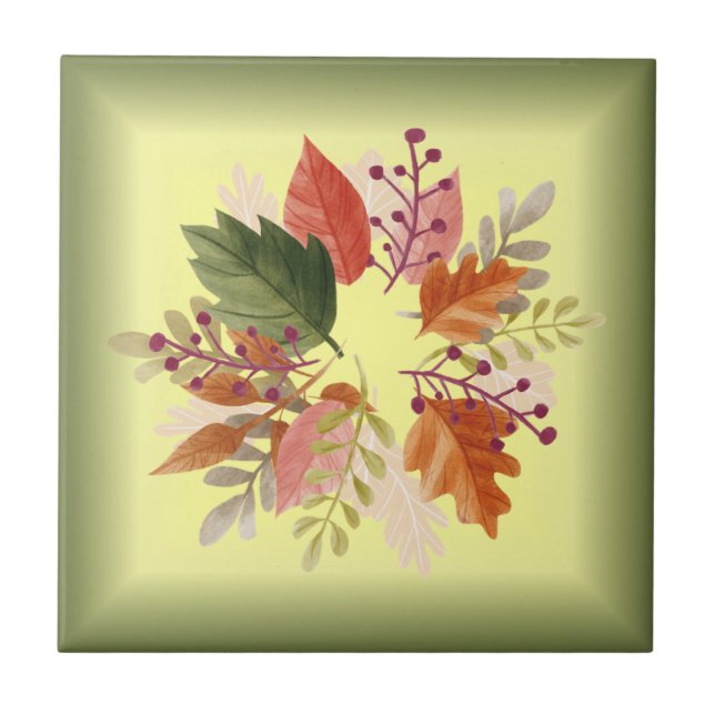 Carreau Feuilles d'automne ~ Rouge et Or ~ Accents de doss (Devant)