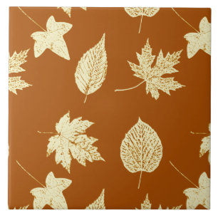 Carreau Feuilles d'automne - rouille brun et crème