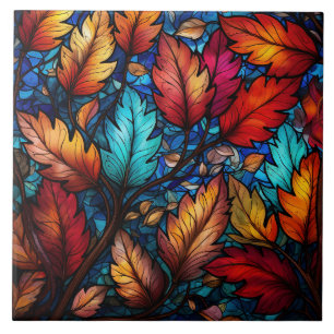 Carreau Feuilles d'automne Verre coloré
