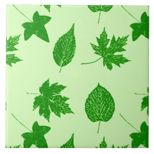 Carreau Feuilles d'automne - vert émeraude et vert citron