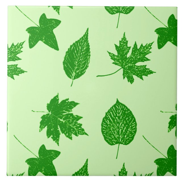 Carreau Feuilles d'automne - vert émeraude et vert citron (Devant)
