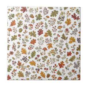 Carreau Feuilles de bois d'automne Motif de champignon de