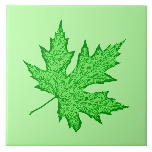 Carreau Feuilles de chêne - nuances de vert (Devant)