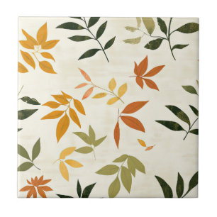 Carreau Feuilles de chêne vintage rustique aux tons or et