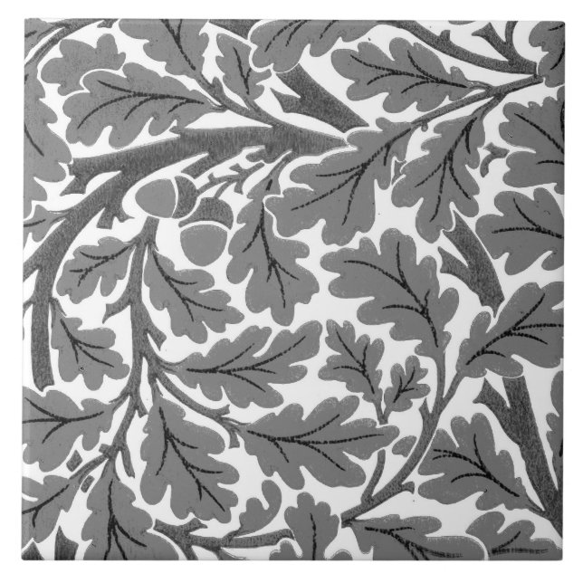 Carreau Feuilles de chêne William Morris, gris/gris/blanc (Devant)