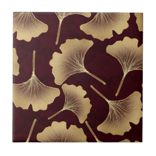 Carreau Feuilles de Ginkgo dorées Motif botanique de Bourg
