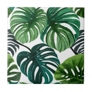 Carreau Feuilles de Monstera Aquarelle Art Botanique Moder